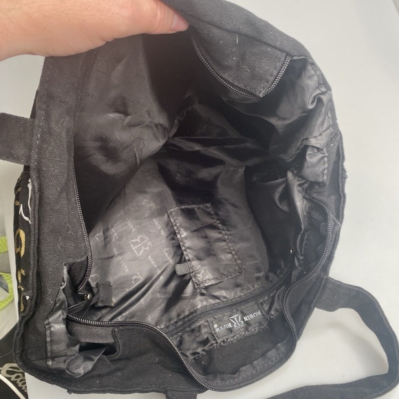 Robin Ruth Black Canvas Butterfly Tote Bag - Chicago Graphic, 16"x10"x5" - Picture 4 of 10